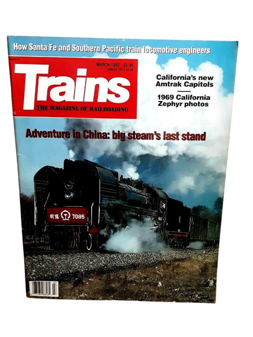 1992 Trains Magazine China Steam Locomotive California Zephyr Santa Fe Railroad